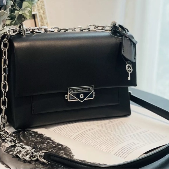 Michael Kors Cece Black Crossbody Bag with Silver Chain Strap - Picture 5 of 6